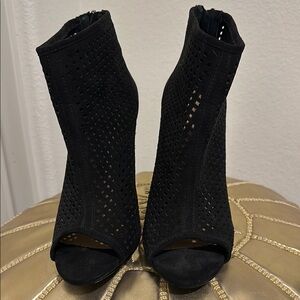 Chinese Laundry Elegant Black Peep-Toe Ankle Boots